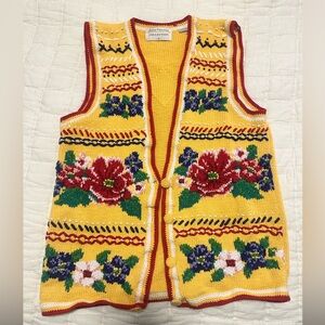 Marisa Christina Yellow and Red Knit Vest
